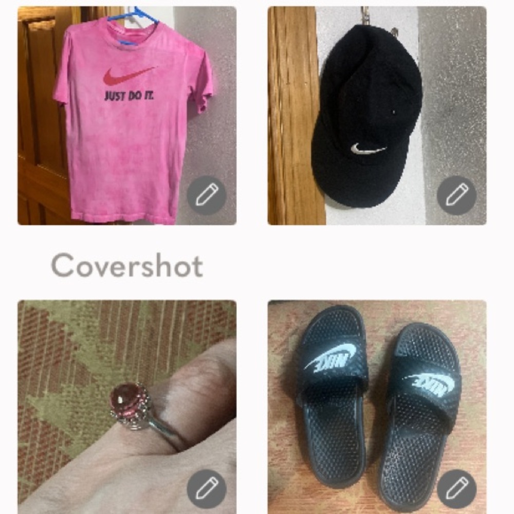 Swoosh Slides+Nike tank top 💕+Nike🧢 cap+silver ring sz7